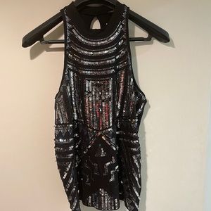 Beautiful sequin black and silver top